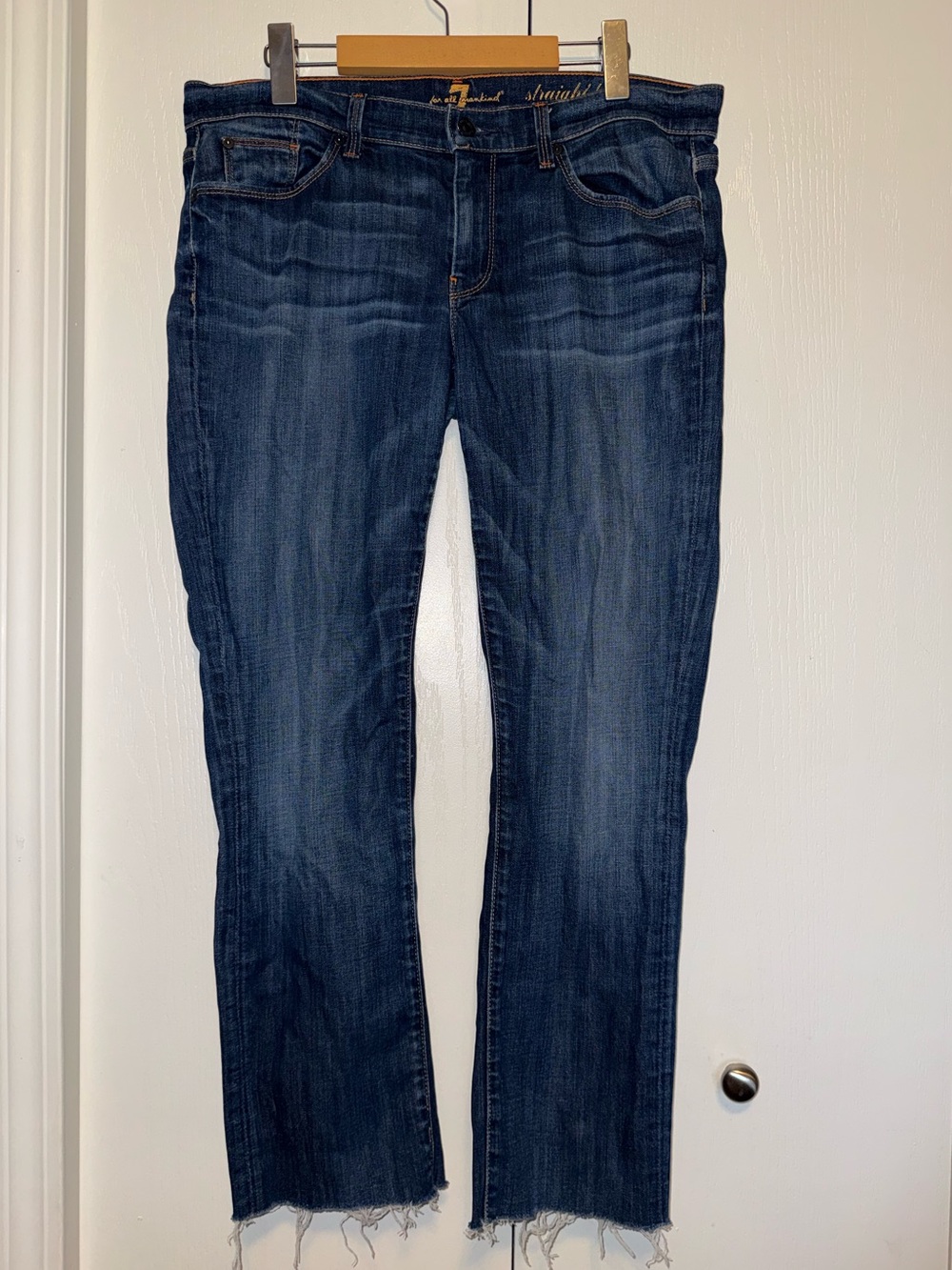 7 For All Mankind Straight Raw Hem Ankle Jeans